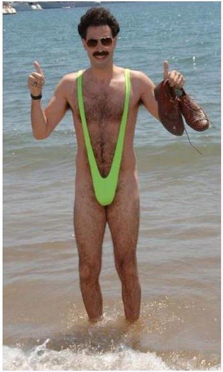 Mankini Borat | Mannen String Neon Groen | Verkleedkleding Volwassenen Borat